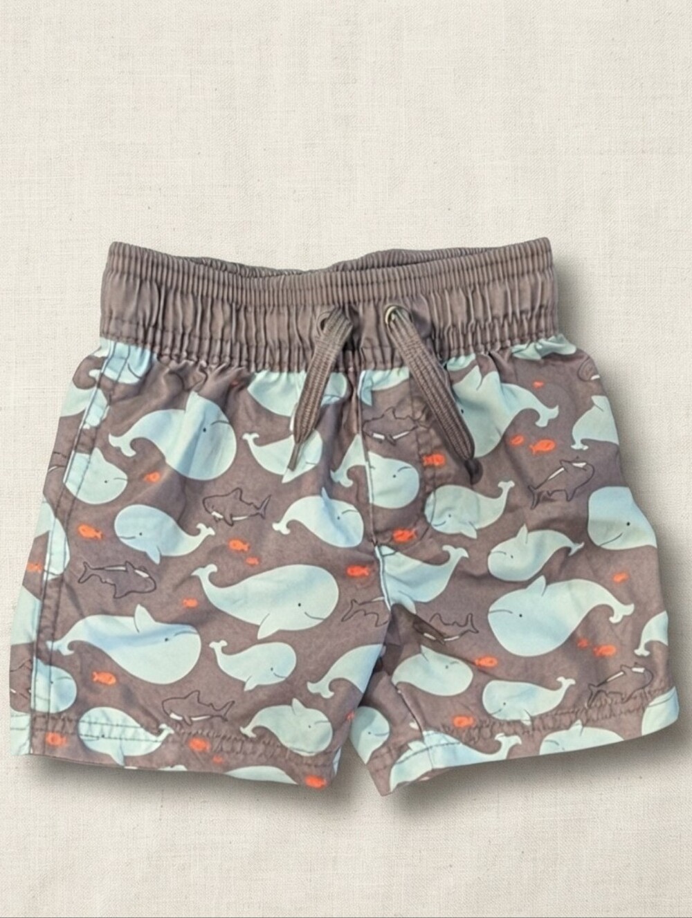 Carter's 18M Gray and Blue Whale Print Swim Shorts